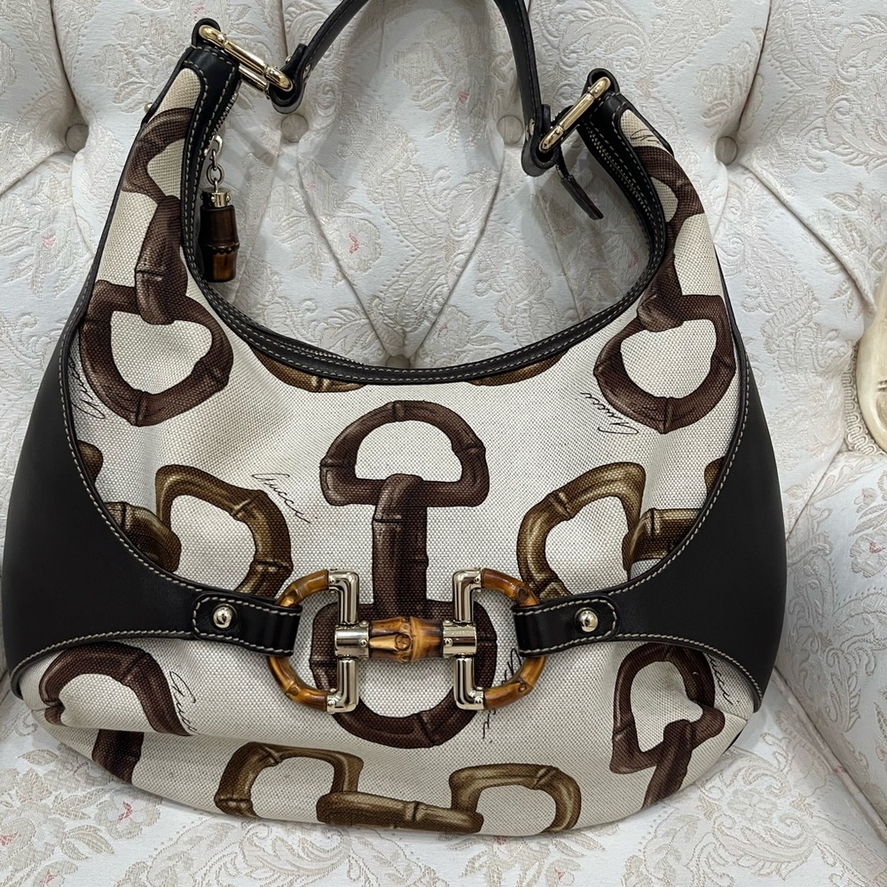 GUCCI HALF MOON LIMITED BAMBOO HOBO - Picture 4 of 11
